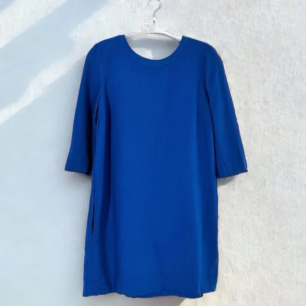 Sandro Blue Cut-Out Back Shift Dress Size 1/S - Picture 2 of 7